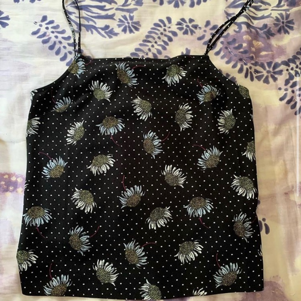 black floral topshop tank